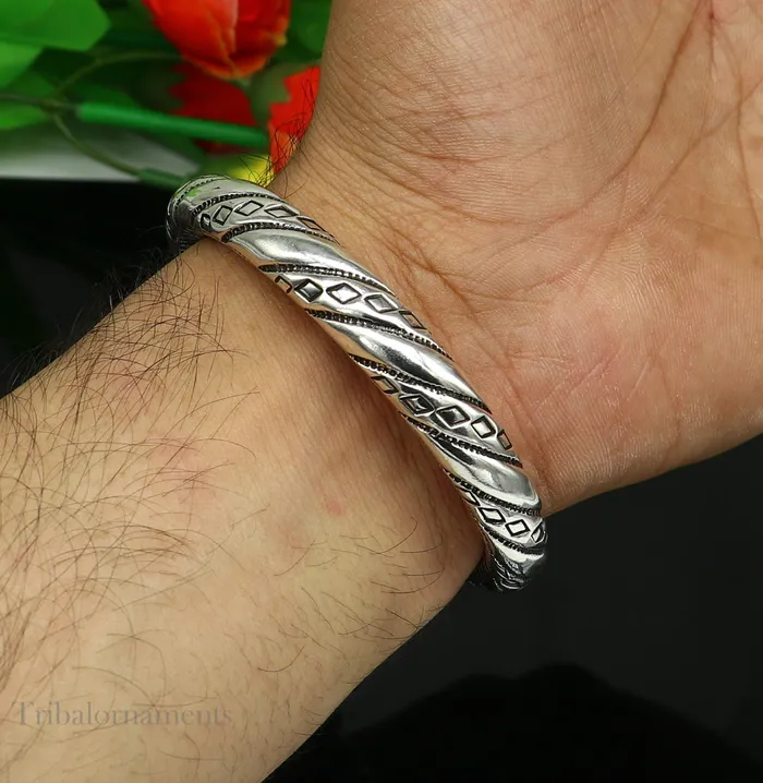 Bracelets TRIBAL ORNAMENTS Divine Lord Shiva trident trishul trishool kada 925 Sterling silver handmade bangle bracelet with natural Rudraksha magical kada nsk383