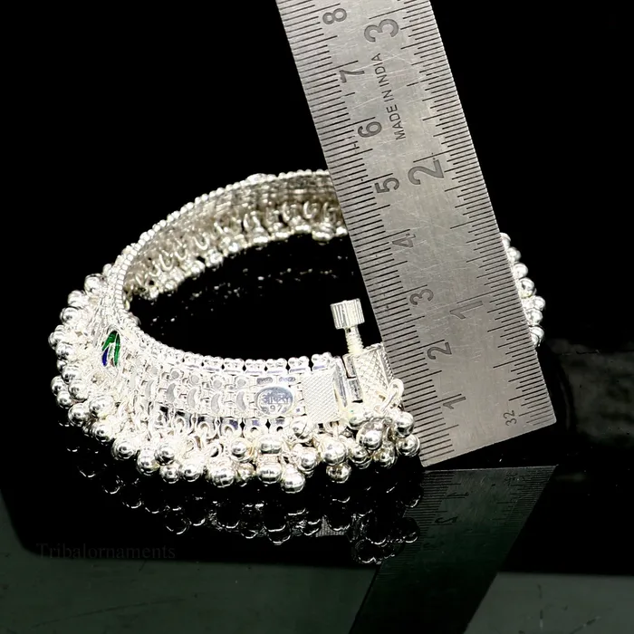 Bracelets TRIBAL ORNAMENTS Wonderful noisy jingling bells heavy solid silver anklet excellent foot charm bracelet amazing belly dance tribal jewelry india ank456