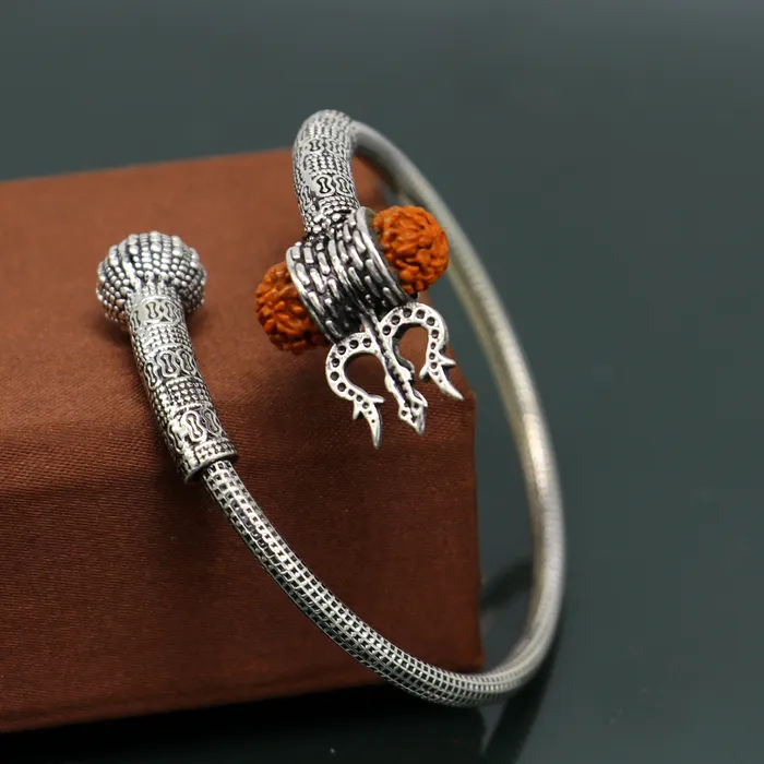 Bracelets TRIBALORNAMENT Lord Shiva trident vintage design 925 sterling silver customized lord shiva trident trishul bangle bracelet kada Rudraksha jewelry nsk355 Bracelets TRIBALORNAMENT Lord Shiva trident vintage design 925 sterling silver customized lord shiva trident trishul bangle bracelet kada Rudraksha jewelry nsk355