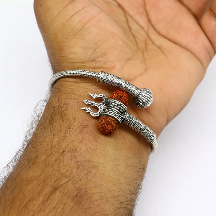 Bracelets TRIBALORNAMENT Lord Shiva trident vintage design 925 sterling silver customized lord shiva trident trishul bangle bracelet kada Rudraksha jewelry nsk355 Bracelets TRIBALORNAMENT Lord Shiva trident vintage design 925 sterling silver customized lord shiva trident trishul bangle bracelet kada Rudraksha jewelry nsk355
