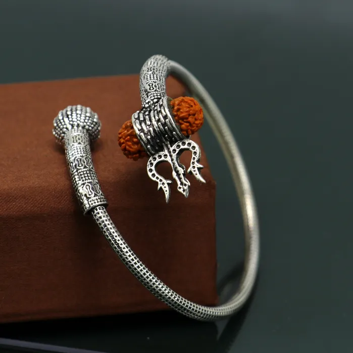 Bracelets TRIBALORNAMENT Lord Shiva trident vintage design 925 sterling silver customized lord shiva trident trishul bangle bracelet kada Rudraksha jewelry nsk355 Bracelets TRIBALORNAMENT Lord Shiva trident vintage design 925 sterling silver customized lord shiva trident trishul bangle bracelet kada Rudraksha jewelry nsk355