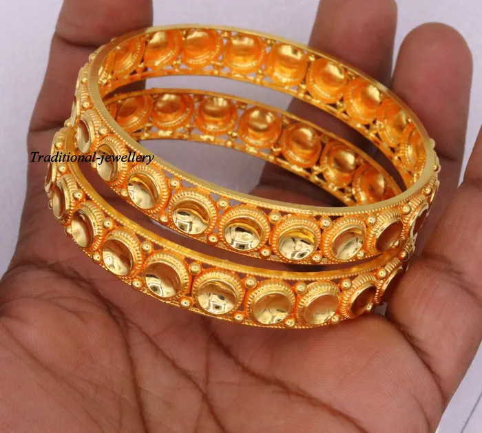 Bracelets Vintage antique design handmade fabulous 22karat yellow gold bangle bracelet Indian tribal antique kangan set ba36 TRIBAL ORNAMENTS Bracelets Vintage antique design handmade fabulous 22karat yellow gold bangle bracelet Indian tribal antique kangan set ba36 TRIBAL ORNAMENTS