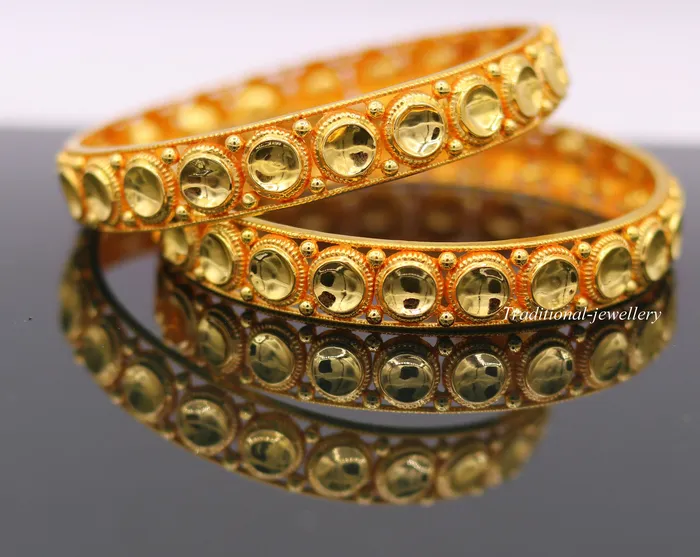 Bracelets Vintage antique design handmade fabulous 22karat yellow gold bangle bracelet Indian tribal antique kangan set ba36 TRIBAL ORNAMENTS Bracelets Vintage antique design handmade fabulous 22karat yellow gold bangle bracelet Indian tribal antique kangan set ba36 TRIBAL ORNAMENTS