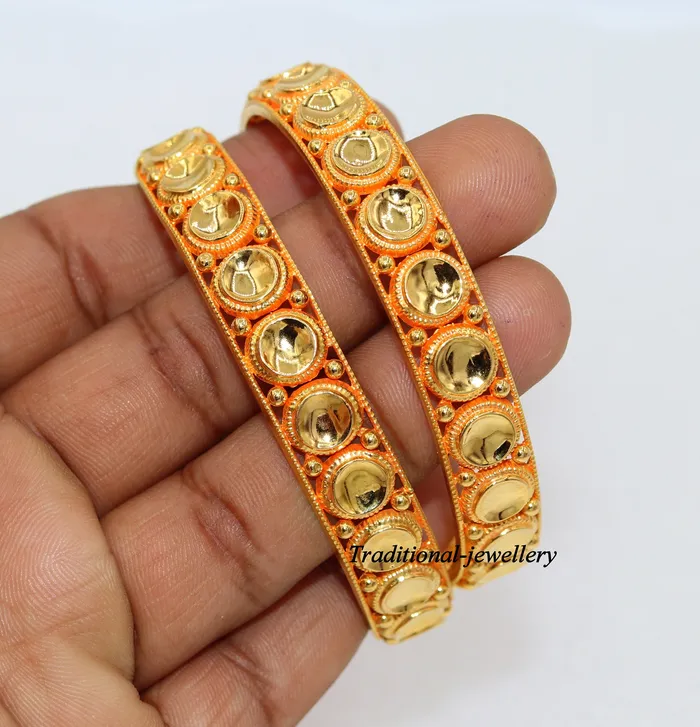 Bracelets Vintage antique design handmade fabulous 22karat yellow gold bangle bracelet Indian tribal antique kangan set ba36 TRIBAL ORNAMENTS Bracelets Vintage antique design handmade fabulous 22karat yellow gold bangle bracelet Indian tribal antique kangan set ba36 TRIBAL ORNAMENTS
