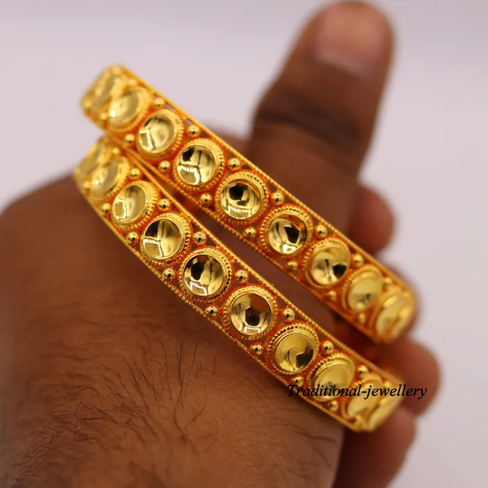 Bracelets Vintage antique design handmade fabulous 22karat yellow gold bangle bracelet Indian tribal antique kangan set ba36 TRIBAL ORNAMENTS Bracelets Vintage antique design handmade fabulous 22karat yellow gold bangle bracelet Indian tribal antique kangan set ba36 TRIBAL ORNAMENTS
