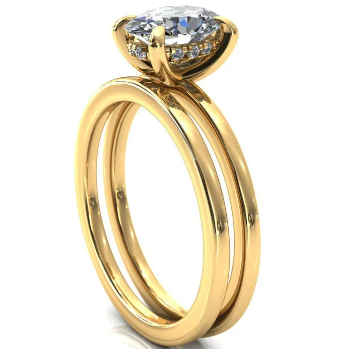 Carmeli Oval Center Stone 4 Claw Prong Micro Pave Diamond Rail Engagement Ring Fire Brilliance Rings