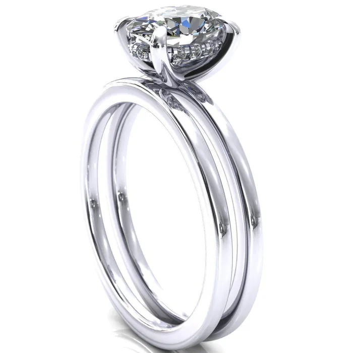 Carmeli Oval Center Stone 4 Claw Prong Micro Pave Diamond Rail Engagement Ring Fire Brilliance Rings