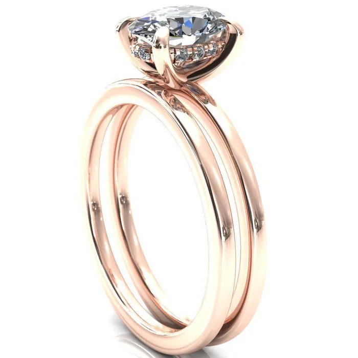 Carmeli Oval Center Stone 4 Claw Prong Micro Pave Diamond Rail Engagement Ring Fire Brilliance Rings