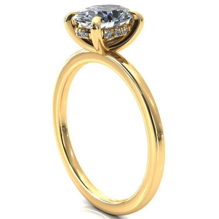 Carmeli Oval Center Stone 4 Claw Prong Micro Pave Diamond Rail Engagement Ring Fire Brilliance Rings