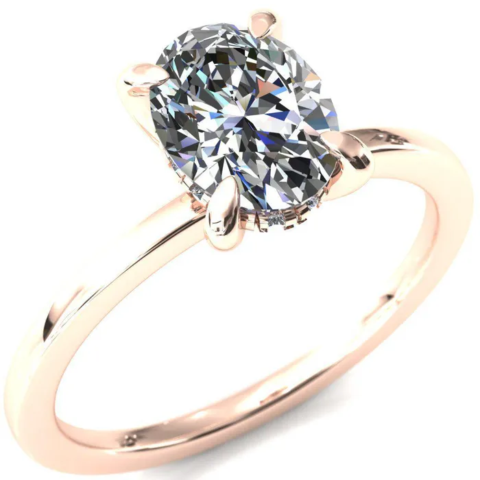 Carmeli Oval Center Stone 4 Claw Prong Micro Pave Diamond Rail Engagement Ring Fire Brilliance Rings