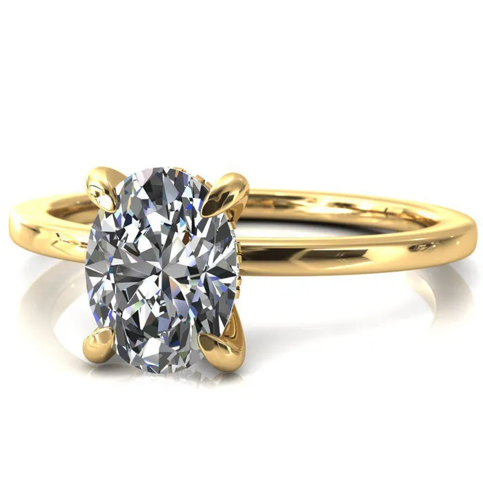 Carmeli Oval Center Stone 4 Claw Prong Micro Pave Diamond Rail Engagement Ring Fire Brilliance Rings
