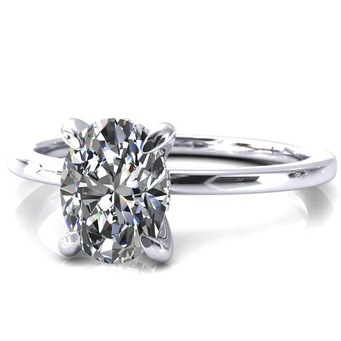 Carmeli Oval Center Stone 4 Claw Prong Micro Pave Diamond Rail Engagement Ring Fire Brilliance Rings