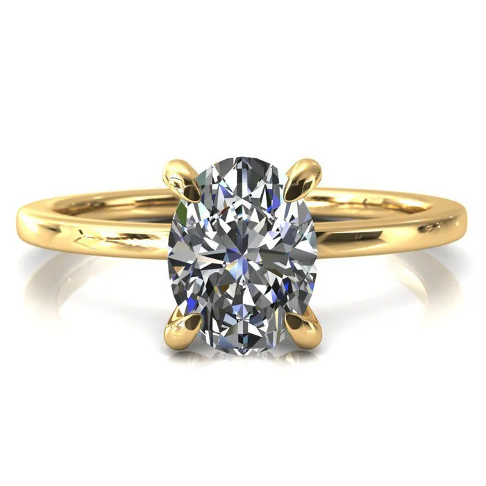 Carmeli Oval Center Stone 4 Claw Prong Micro Pave Diamond Rail Engagement Ring Fire Brilliance Rings