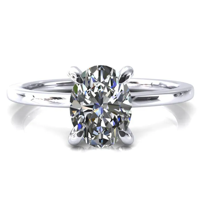Carmeli Oval Center Stone 4 Claw Prong Micro Pave Diamond Rail Engagement Ring Fire Brilliance Rings