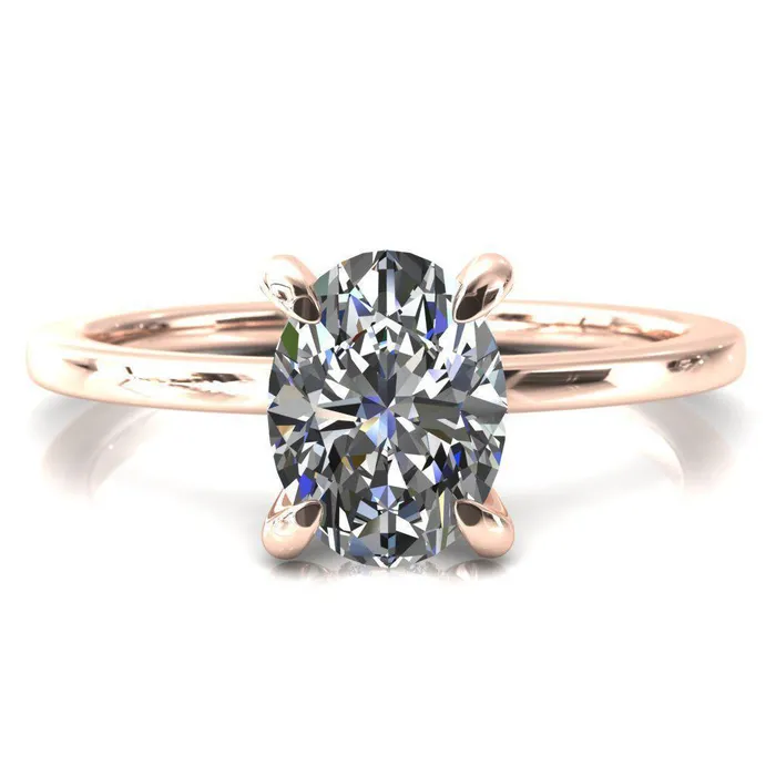 Carmeli Oval Center Stone 4 Claw Prong Micro Pave Diamond Rail Engagement Ring Fire Brilliance Rings