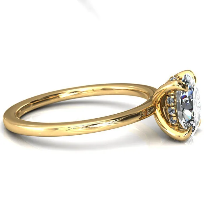 Carmeli Oval Center Stone 4 Claw Prong Micro Pave Diamond Rail Engagement Ring Fire Brilliance Rings