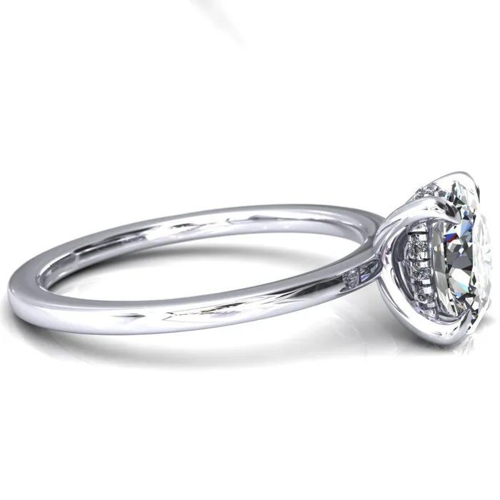 Carmeli Oval Center Stone 4 Claw Prong Micro Pave Diamond Rail Engagement Ring Fire Brilliance Rings