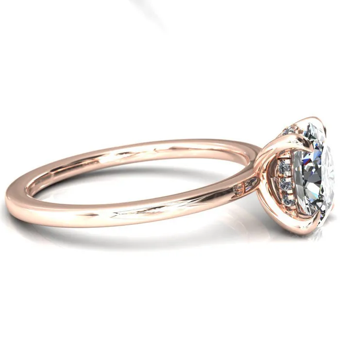 Carmeli Oval Center Stone 4 Claw Prong Micro Pave Diamond Rail Engagement Ring Fire Brilliance Rings