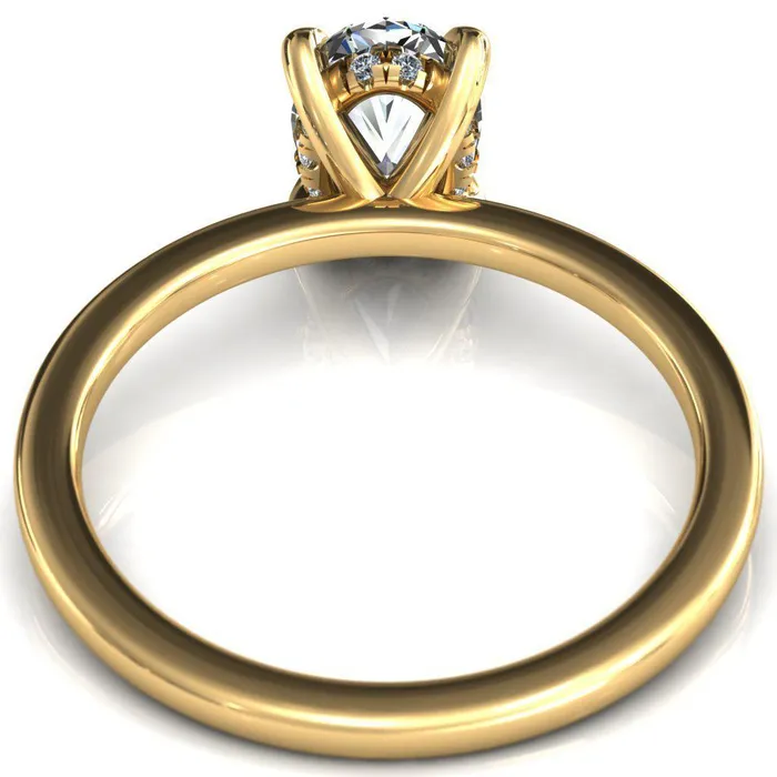 Carmeli Oval Center Stone 4 Claw Prong Micro Pave Diamond Rail Engagement Ring Fire Brilliance Rings