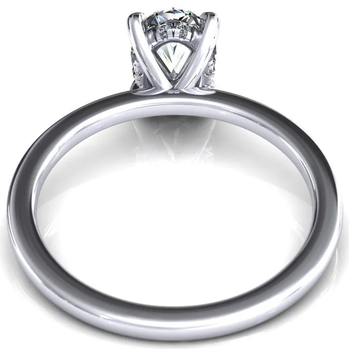Carmeli Oval Center Stone 4 Claw Prong Micro Pave Diamond Rail Engagement Ring Fire Brilliance Rings