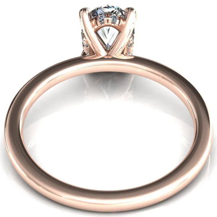 Carmeli Oval Center Stone 4 Claw Prong Micro Pave Diamond Rail Engagement Ring Fire Brilliance Rings