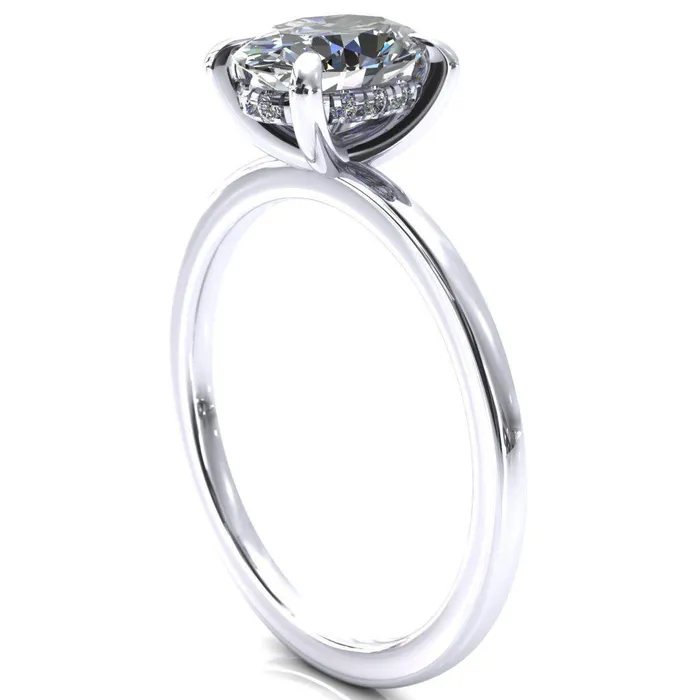 Carmeli Oval Center Stone 4 Claw Prong Micro Pave Diamond Rail Engagement Ring Fire Brilliance Rings