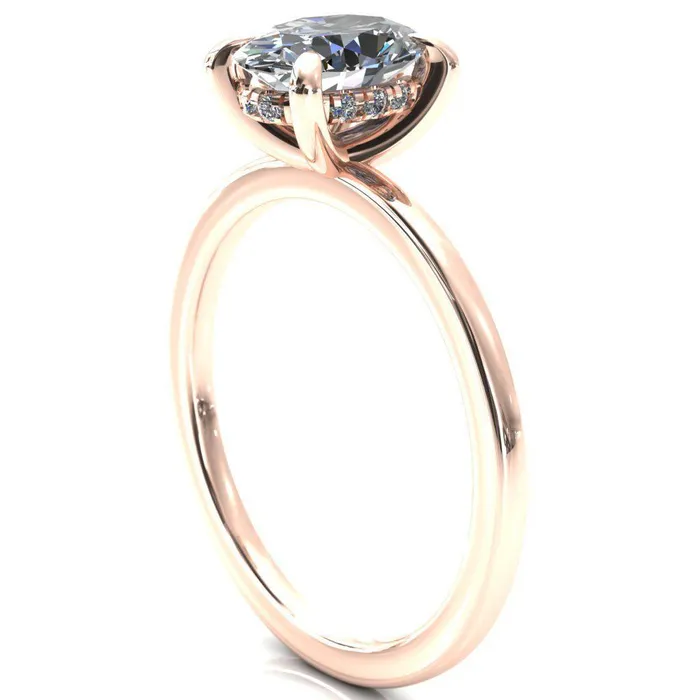 Carmeli Oval Center Stone 4 Claw Prong Micro Pave Diamond Rail Engagement Ring Fire Brilliance Rings