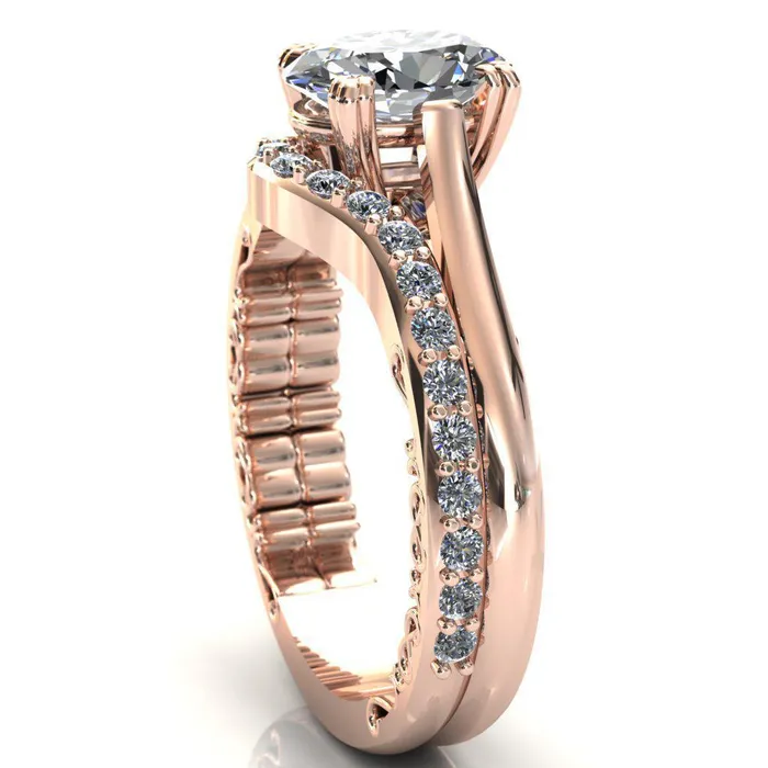 Charlemagne Oval Center Stone Triple Four Prong Set Ornate Filigree Band Engagement Ring Fire Brilliance Rings