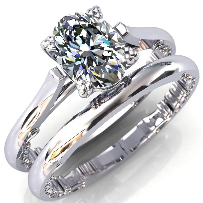 Charlemagne Oval Center Stone Triple Four Prong Set Ornate Filigree Band Engagement Ring Fire Brilliance Rings