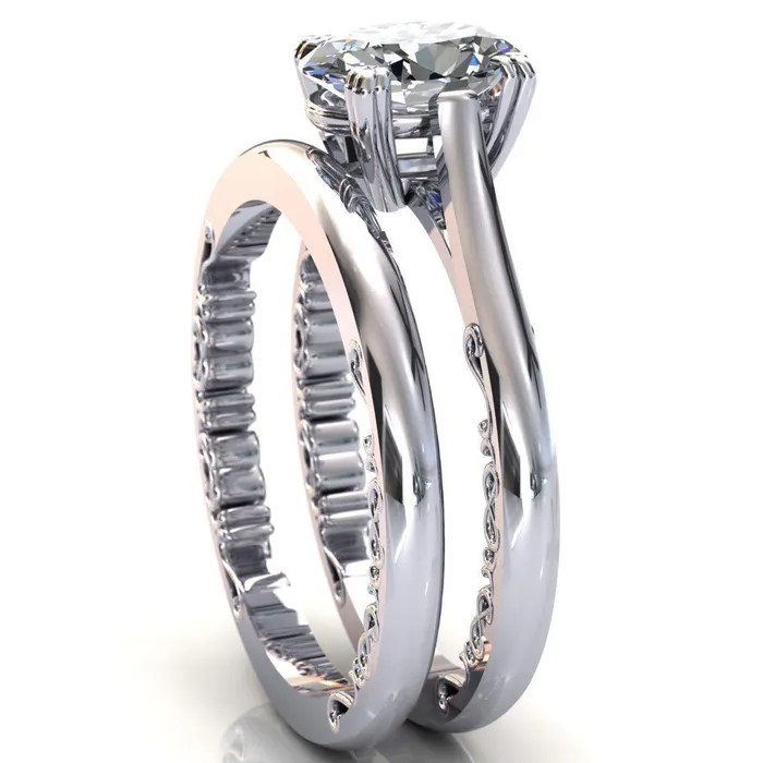 Charlemagne Oval Center Stone Triple Four Prong Set Ornate Filigree Band Engagement Ring Fire Brilliance Rings