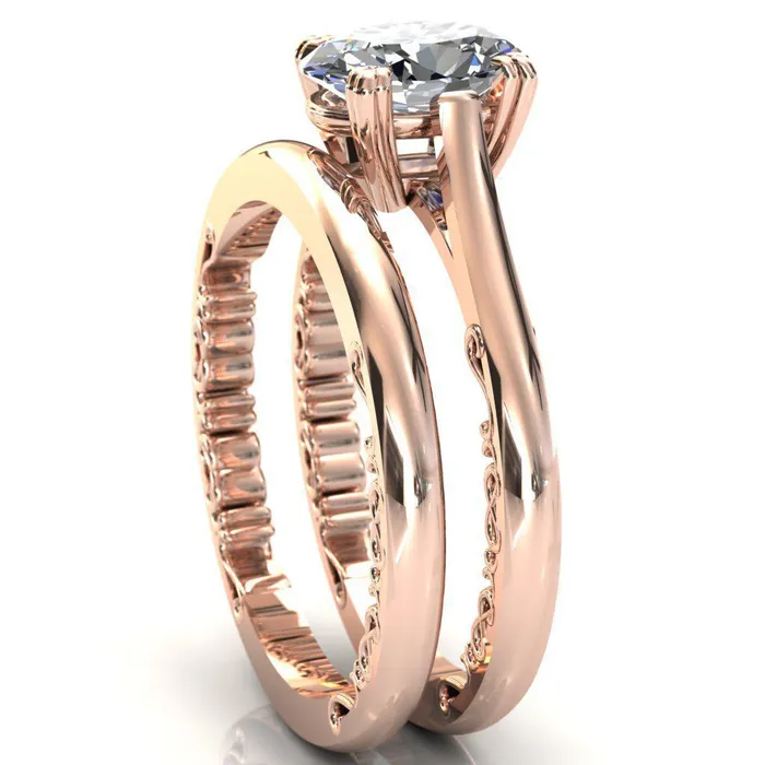 Charlemagne Oval Center Stone Triple Four Prong Set Ornate Filigree Band Engagement Ring Fire Brilliance Rings