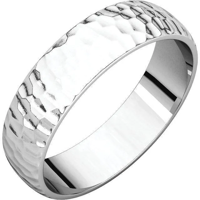 Classic Wedding Band Hammer Finish Fire Brilliance Rings