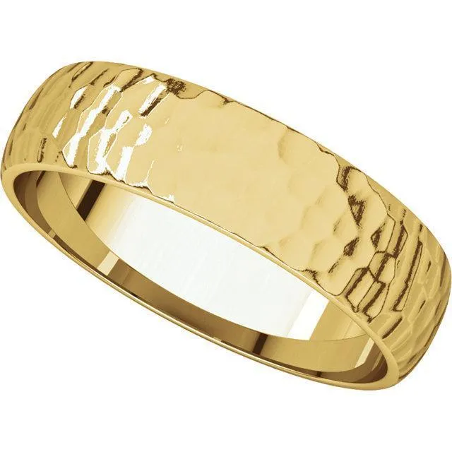 Classic Wedding Band Hammer Finish Fire Brilliance Rings