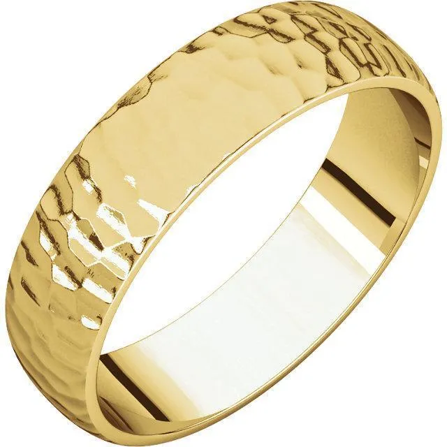 Classic Wedding Band Hammer Finish Fire Brilliance Rings
