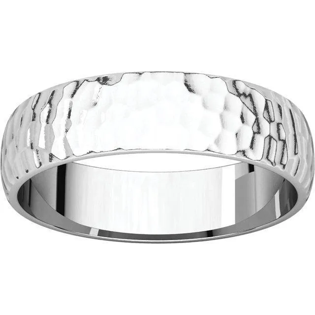 Classic Wedding Band Hammer Finish Fire Brilliance Rings