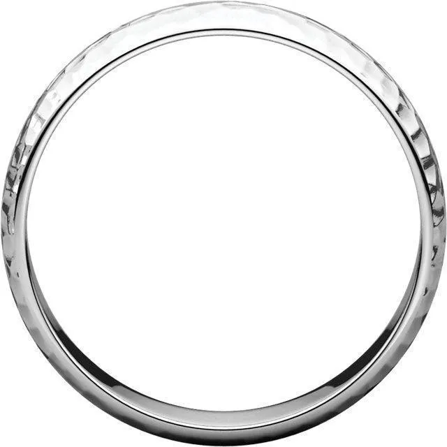 Classic Wedding Band Hammer Finish Fire Brilliance Rings