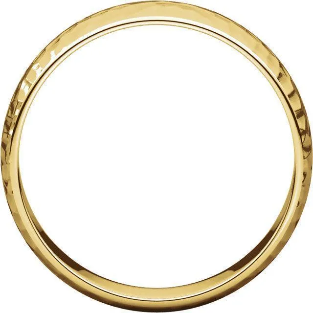 Classic Wedding Band Hammer Finish Fire Brilliance Rings