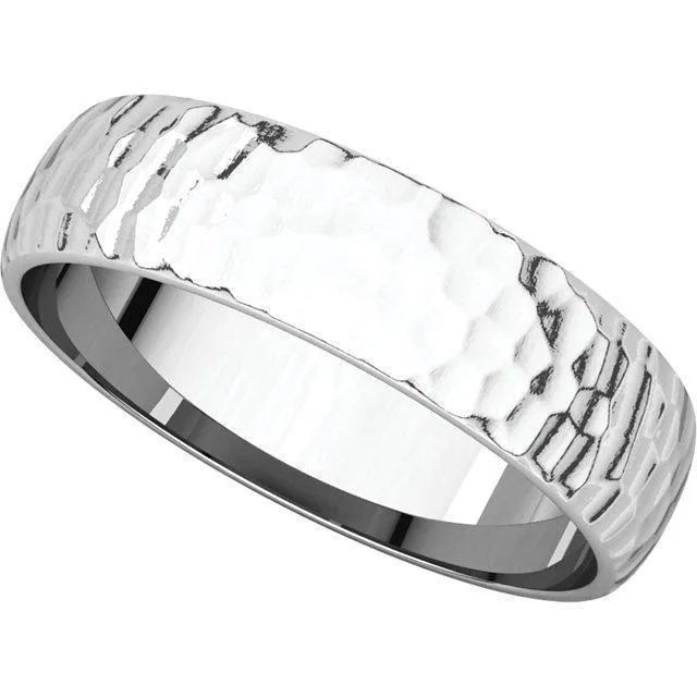 Classic Wedding Band Hammer Finish Fire Brilliance Rings