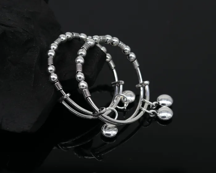Dainty 925 sterling silver handmade beaded vintage adjustable charm baby bangles kada silver new born kids jewelry pretty gifts bbk65 TRIBAL ORNAMENTS Rings Dainty 925 sterling silver handmade beaded vintage adjustable charm baby bangles kada silver new born kids jewelry pretty gifts bbk65 TRIBAL ORNAMENTS Rings