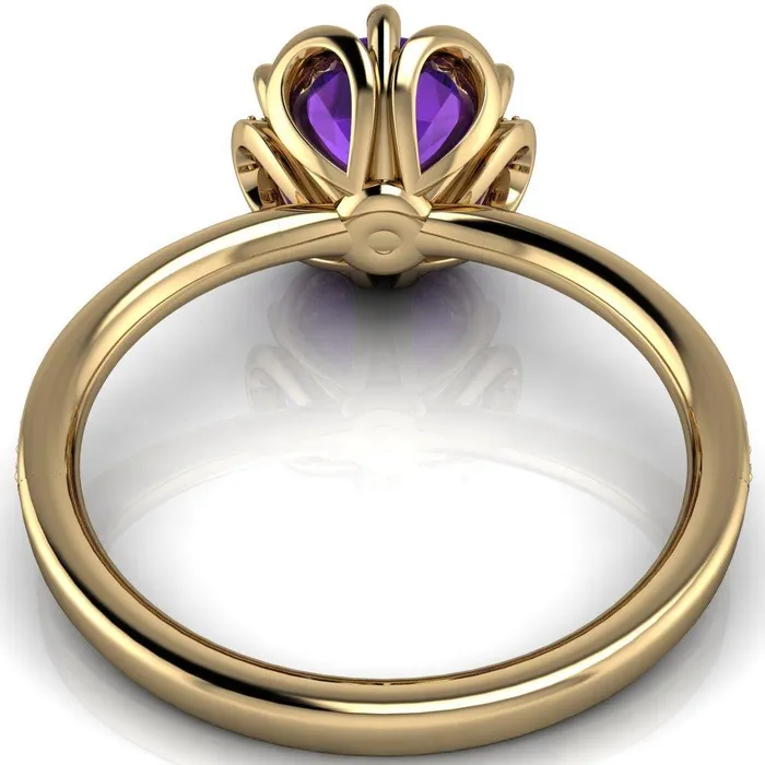 Daisy Round Amethyst Floral Diamond Basket Design and Diamond Shoulders Ring Fire Brilliance Rings