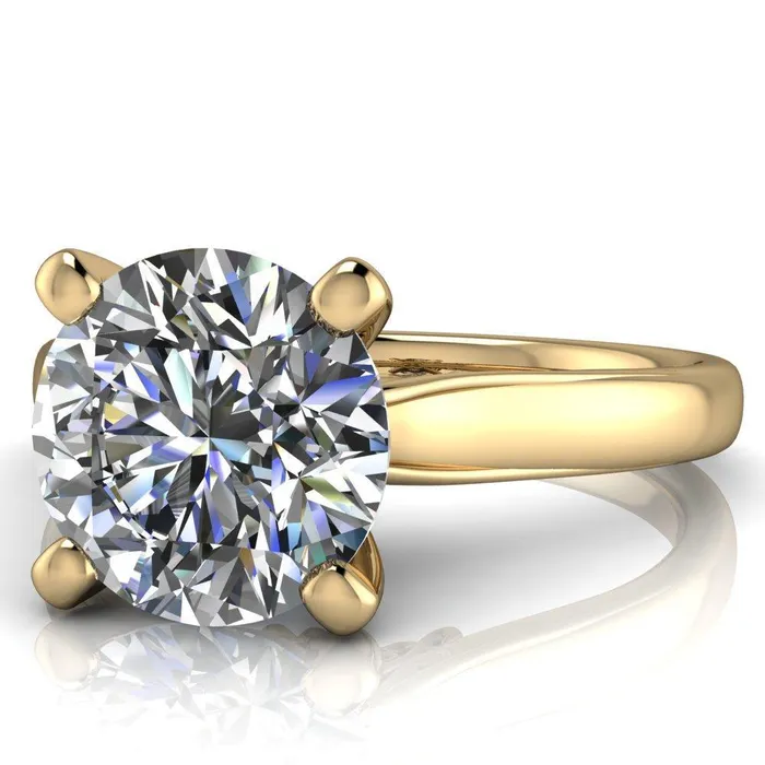 Daphne Round Center Stone 4 Prong Scrolls Bezel Accent Diamond Engagement Ring Fire Brilliance Rings