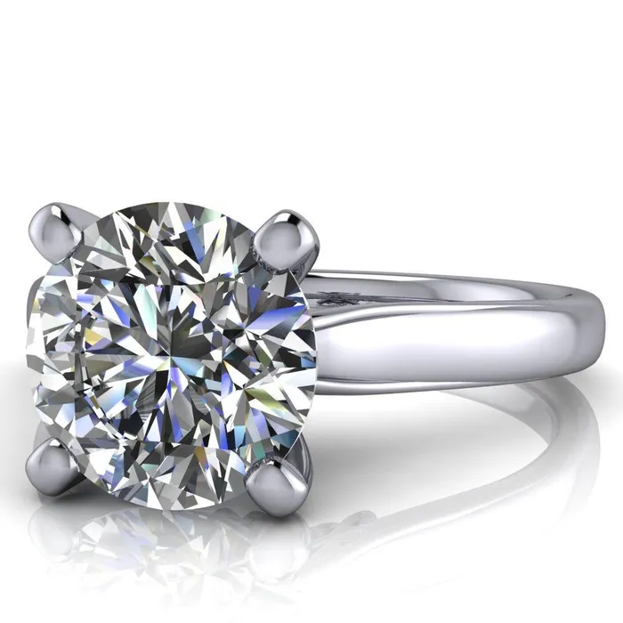 Daphne Round Center Stone 4 Prong Scrolls Bezel Accent Diamond Engagement Ring Fire Brilliance Rings