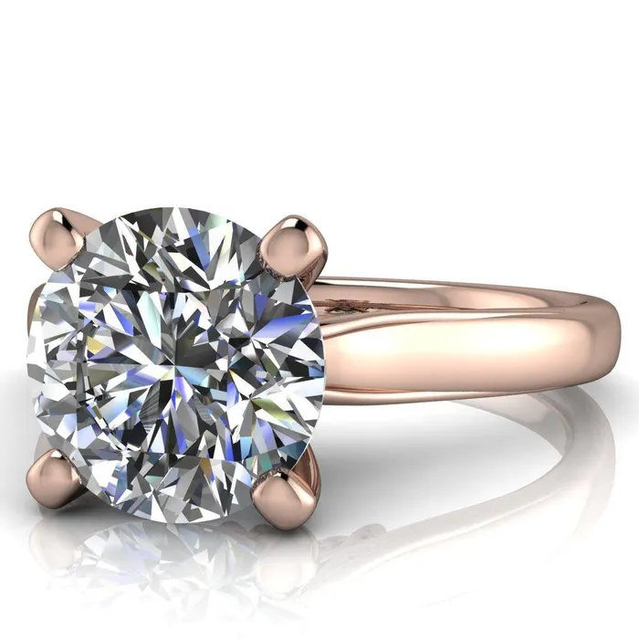 Daphne Round Center Stone 4 Prong Scrolls Bezel Accent Diamond Engagement Ring Fire Brilliance Rings