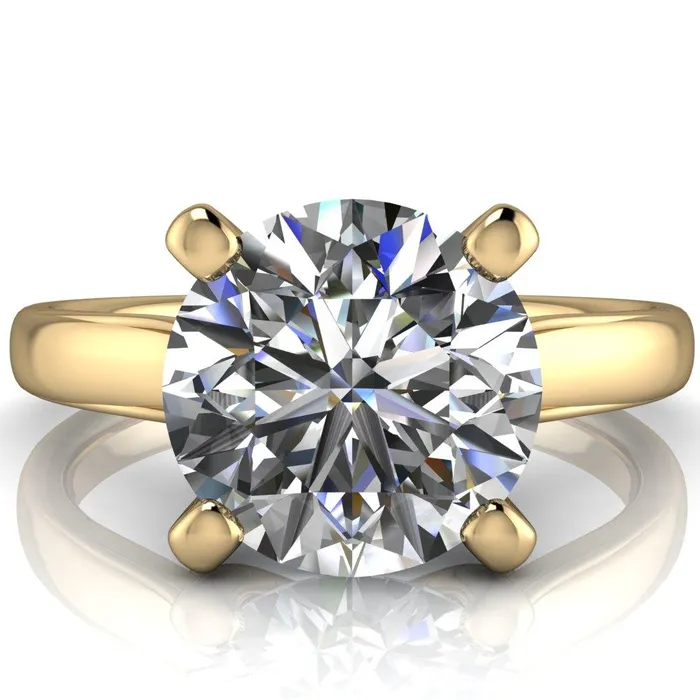 Daphne Round Center Stone 4 Prong Scrolls Bezel Accent Diamond Engagement Ring Fire Brilliance Rings