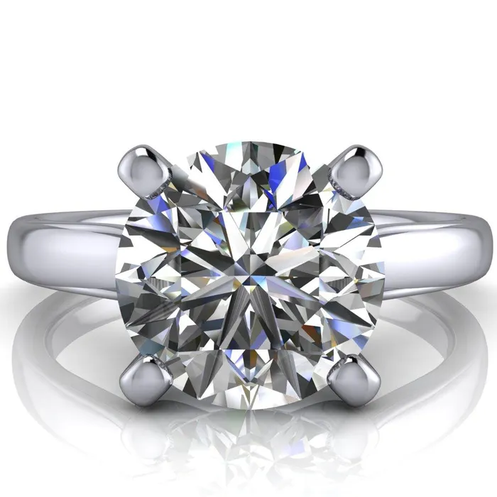 Daphne Round Center Stone 4 Prong Scrolls Bezel Accent Diamond Engagement Ring Fire Brilliance Rings