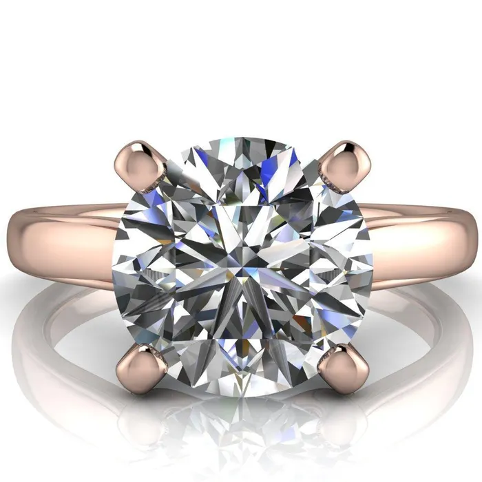 Daphne Round Center Stone 4 Prong Scrolls Bezel Accent Diamond Engagement Ring Fire Brilliance Rings