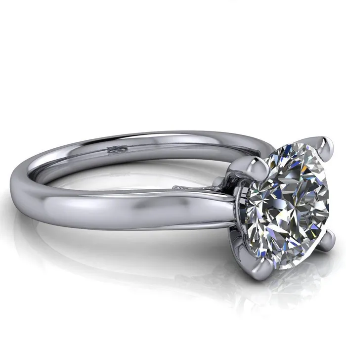 Daphne Round Center Stone 4 Prong Scrolls Bezel Accent Diamond Engagement Ring Fire Brilliance Rings