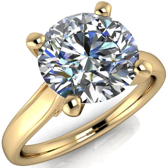 Daphne Round Center Stone 4 Prong Scrolls Bezel Accent Diamond Engagement Ring Fire Brilliance Rings
