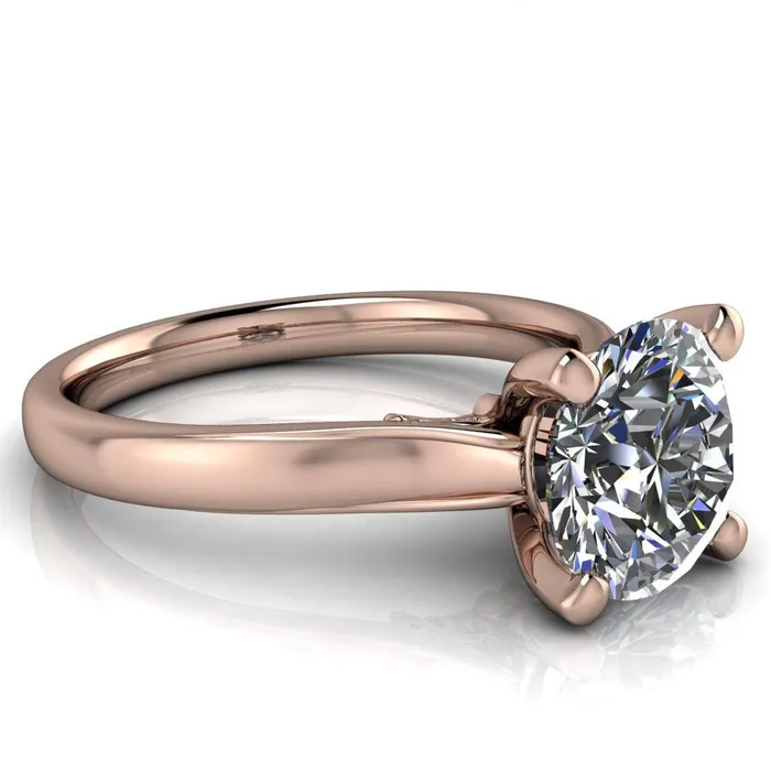 Daphne Round Center Stone 4 Prong Scrolls Bezel Accent Diamond Engagement Ring Fire Brilliance Rings