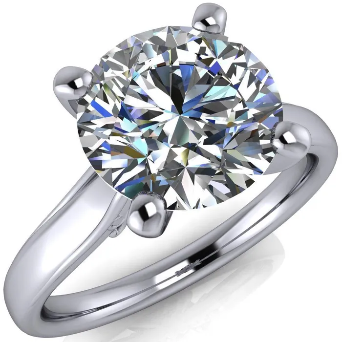 Daphne Round Center Stone 4 Prong Scrolls Bezel Accent Diamond Engagement Ring Fire Brilliance Rings